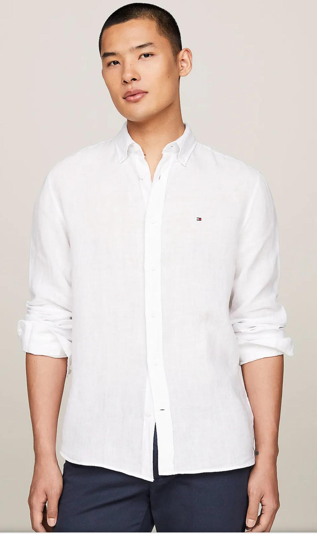 Shirt Camicia Tommy Hilfiger Uomo Lino Camicie Lino Uomo Manica