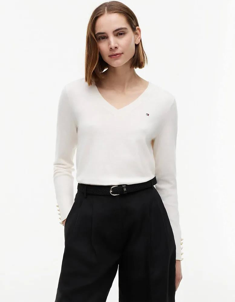 PULLOVER TOMMY HILFIGER DONNA CO JERSEY FINE GG V-NK LS SWT