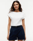 T-SHIRT TOMMY HILFIGER DONNA GOLD BTN CAP-SL V BOAT -NK TEE