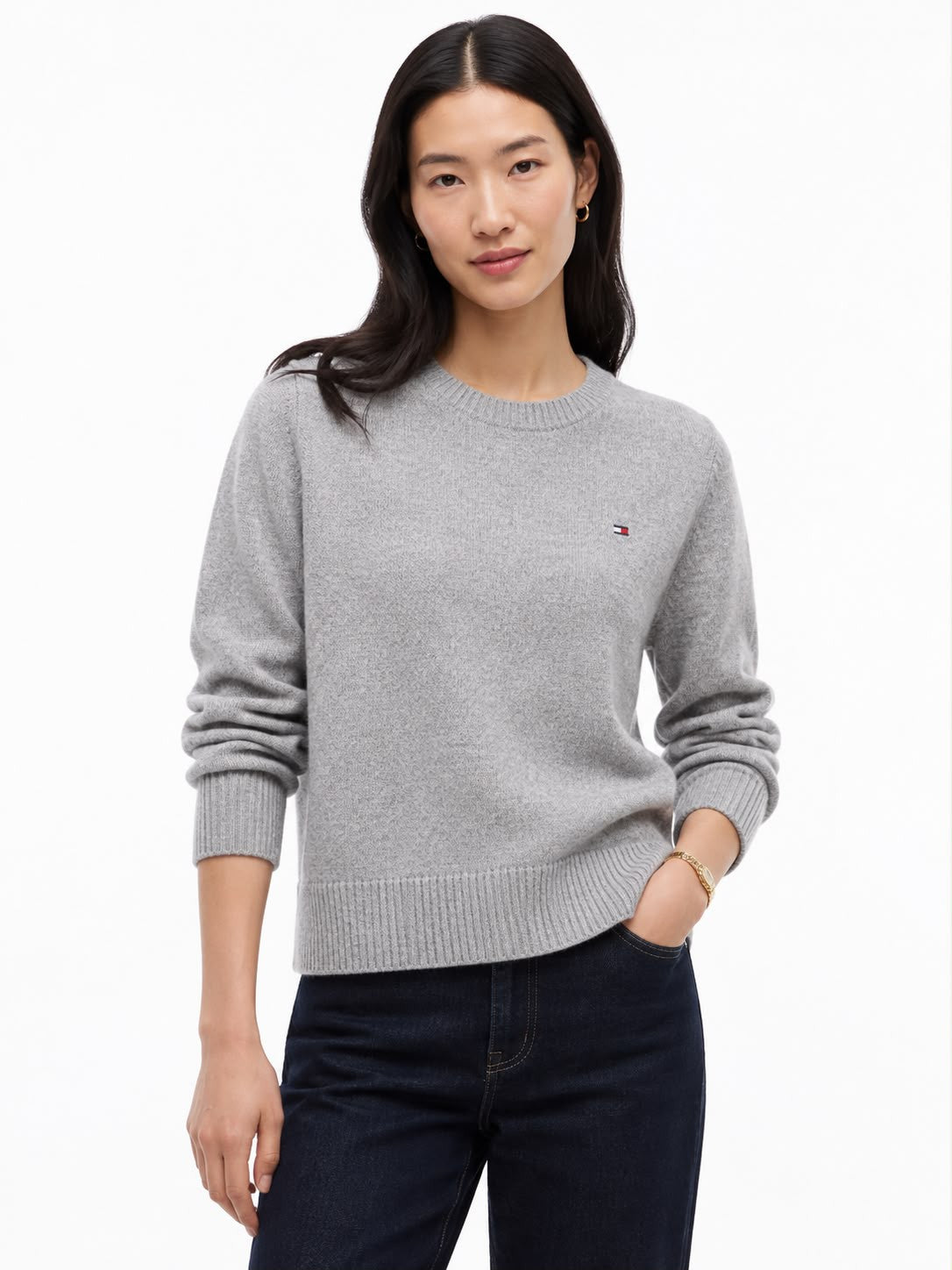 PULLOVER TOMMY HILFIGER DONNA C-NK SOFT WOOL JERSEY SLM SWT
