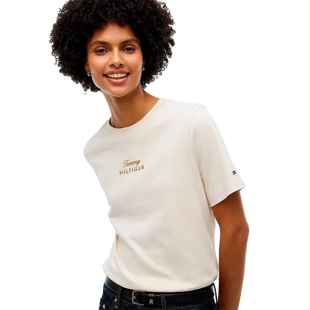 T-SHIRT TOMMY HILFIGER DONNA GOLD SCRIPT MDRN C-NK S/S