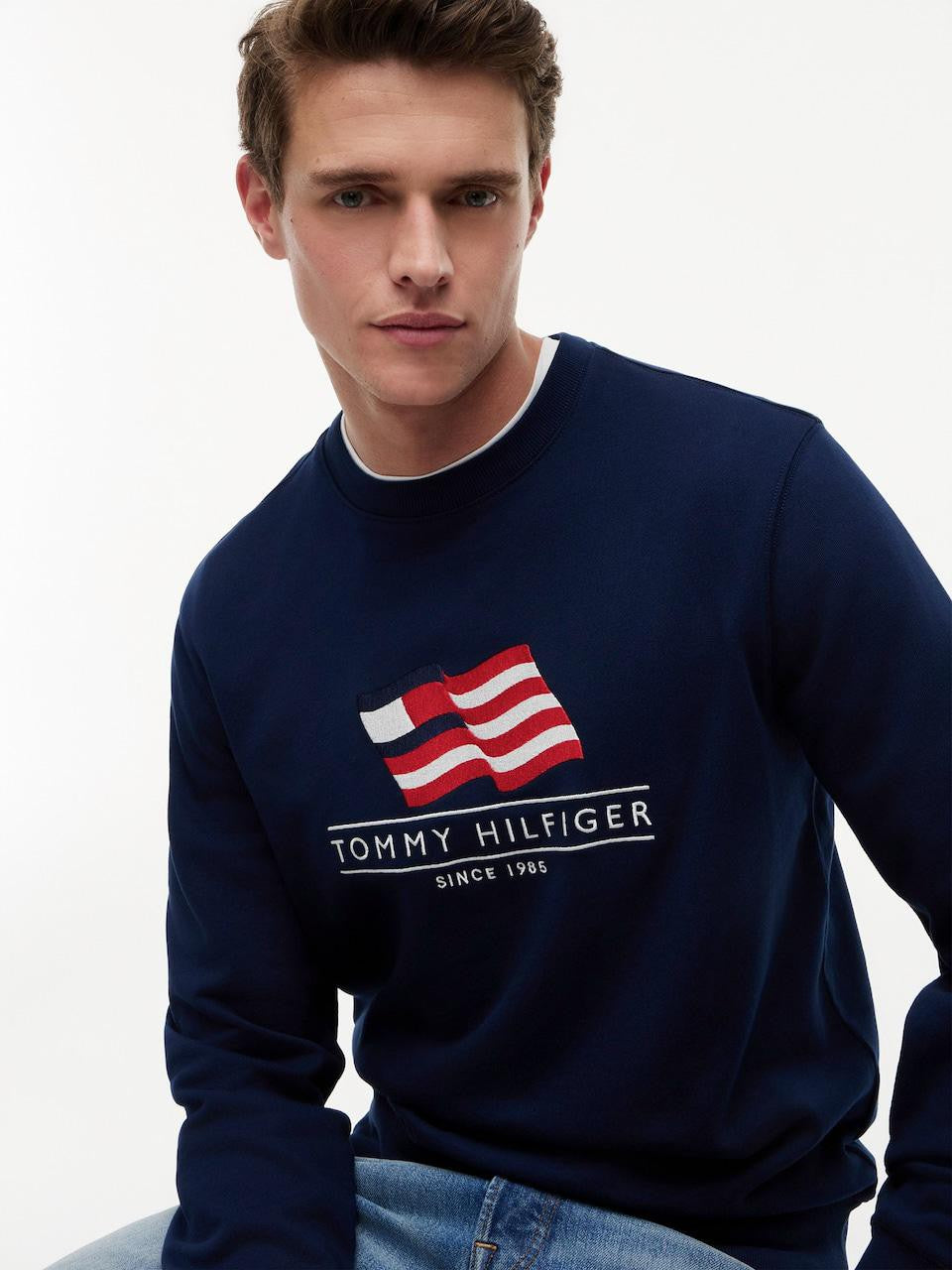 FELPA TOMMY HILFIGER UOMO RWB MAIN FLAG TERRY CREW