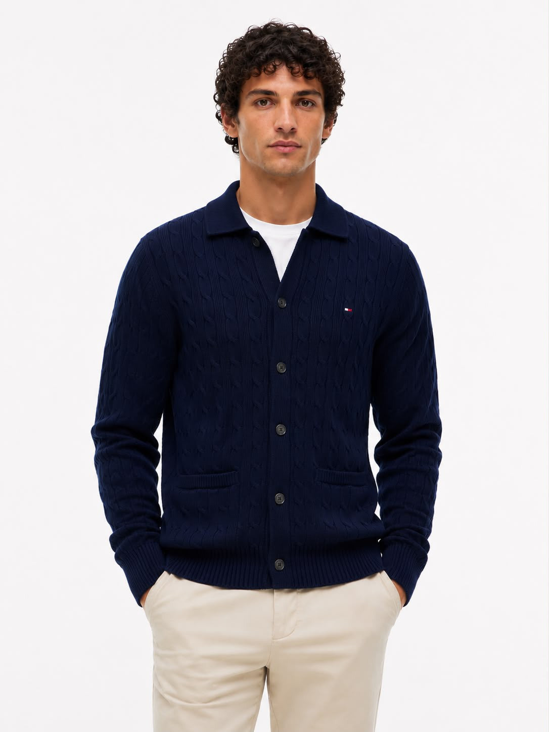 CARDIGAN INTRECCIATO TOMMY HILFIGER UOMO CLASSIC COTTON CABLE BUTTON THRU