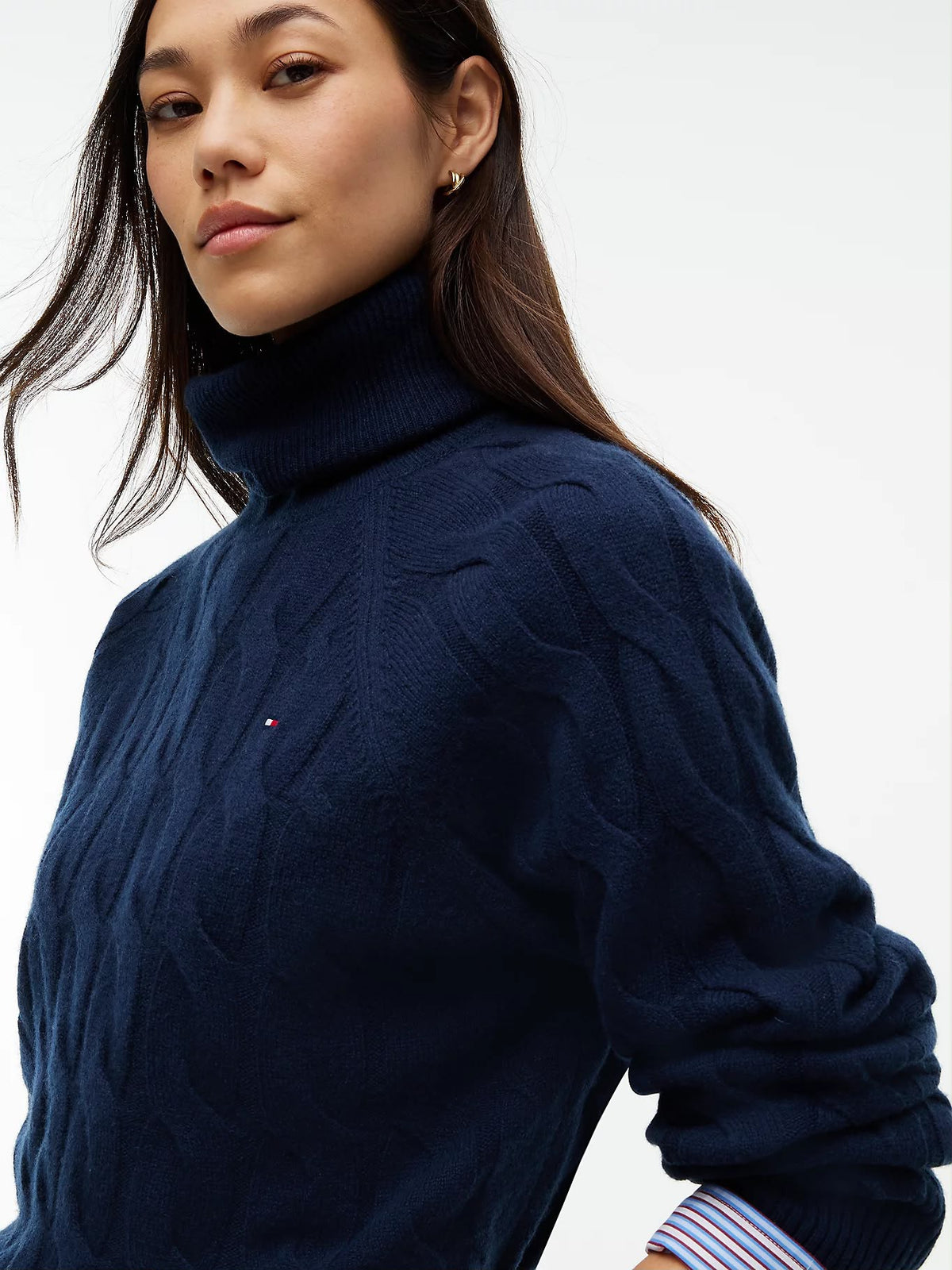 PULLOVER TOMMY HILFIGER DONNA SOFT WOOL CABLE ROLL-NK LS SWT