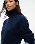PULLOVER TOMMY HILFIGER DONNA SOFT WOOL CABLE ROLL-NK LS SWT