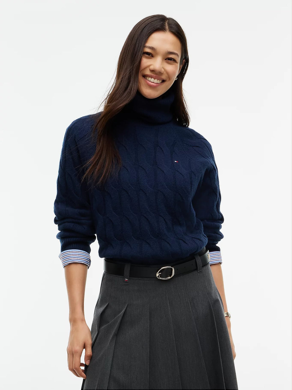 PULLOVER TOMMY HILFIGER DONNA SOFT WOOL CABLE ROLL-NK LS SWT