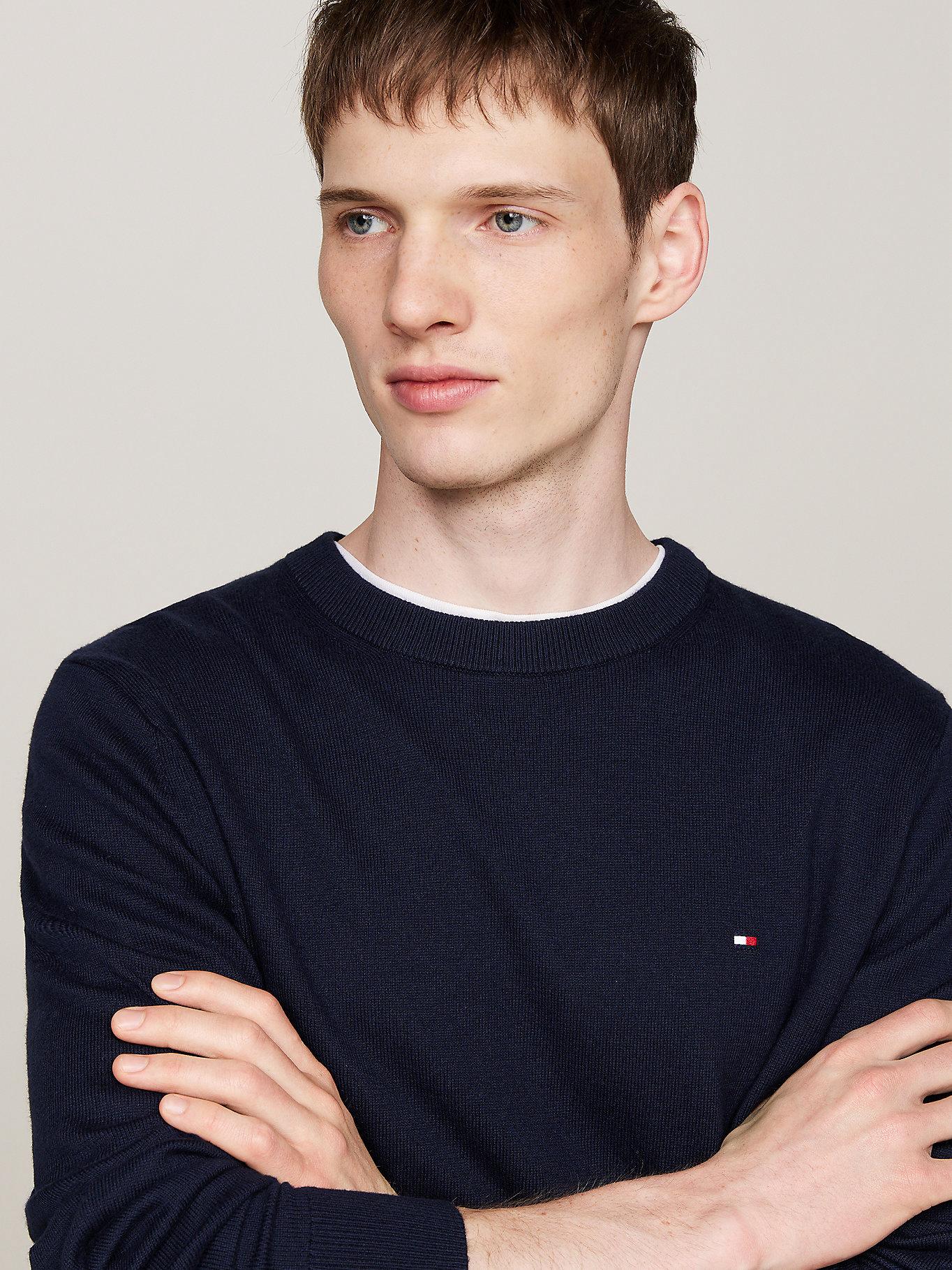 TOMMY HILFIGER HERREN PULLOVER PIMA ORG CTN CASHMERE CREW NECK