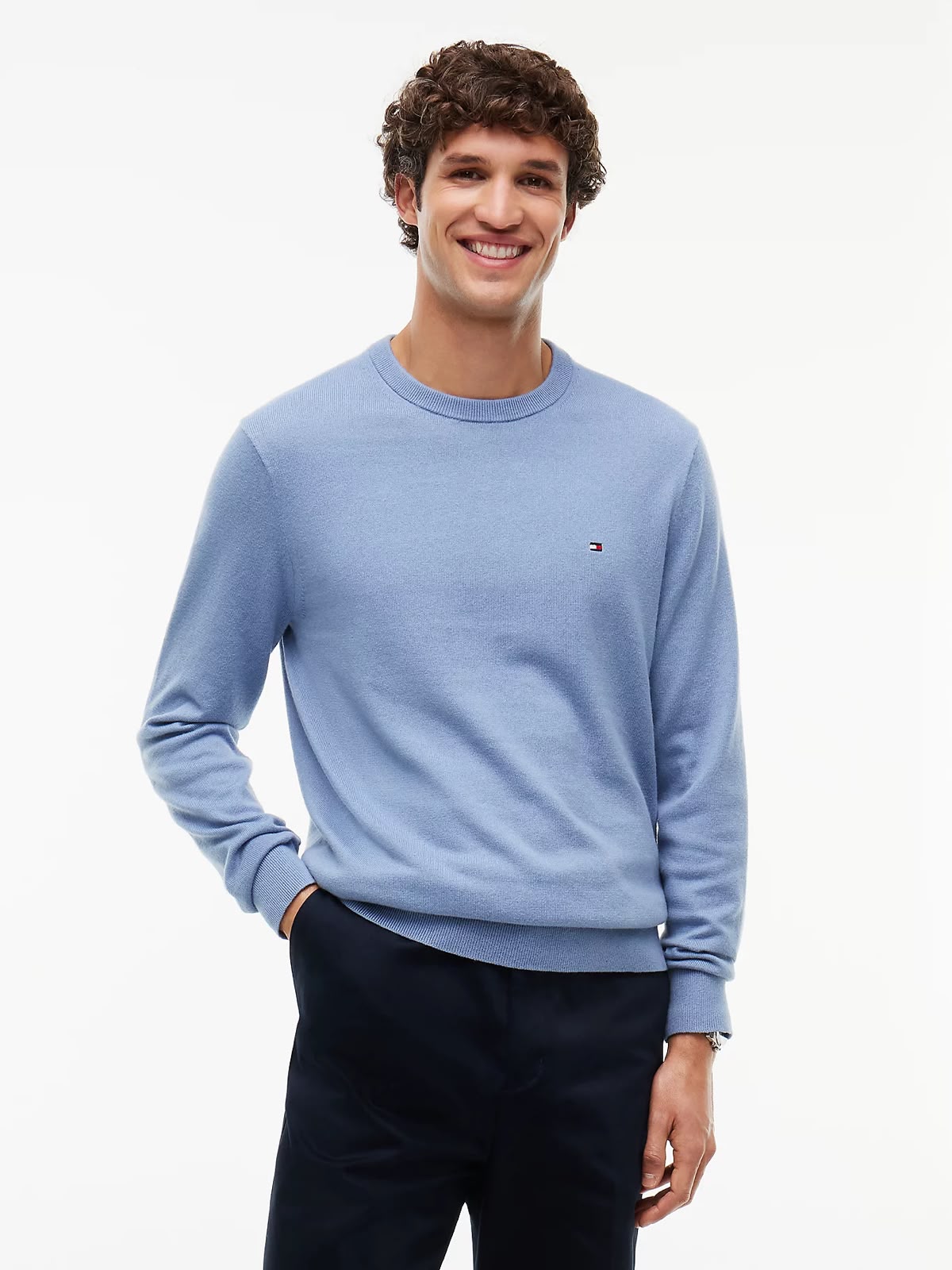 TOMMY HILFIGER HERREN PULLOVER PIMA ORG CTN CASHMERE CREW NECK