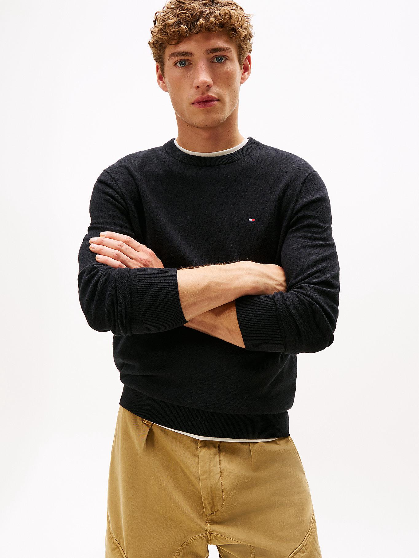 TOMMY HILFIGER HERREN PULLOVER PIMA ORG CTN CASHMERE CREW NECK