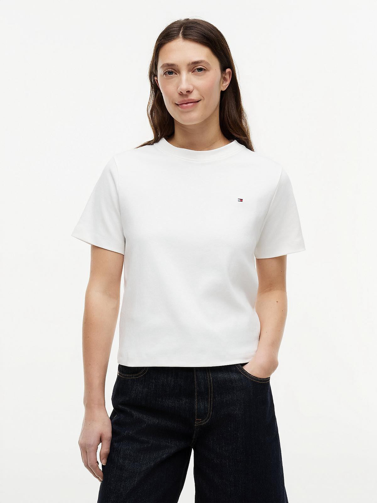 T-SHIRT TOMMY HILFIGER DONNA INTERLOCK BOXY C-NK SS TEE