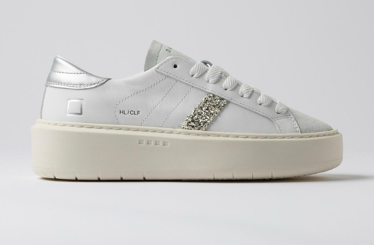D.A.T.E. DONNA HILL LOW PLATFORM CALF WHITE-SILVER