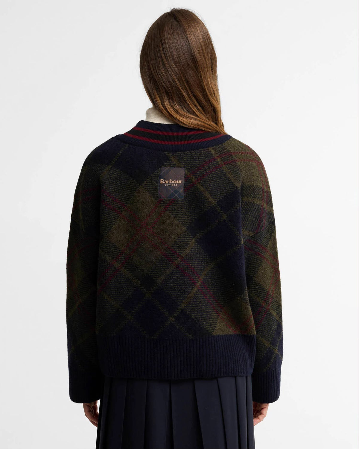 PULLOVER BARBOUR DONNA SHAE IN LANA TARTAN CON SCOLLO A V