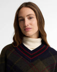 PULLOVER BARBOUR DONNA SHAE IN LANA TARTAN CON SCOLLO A V