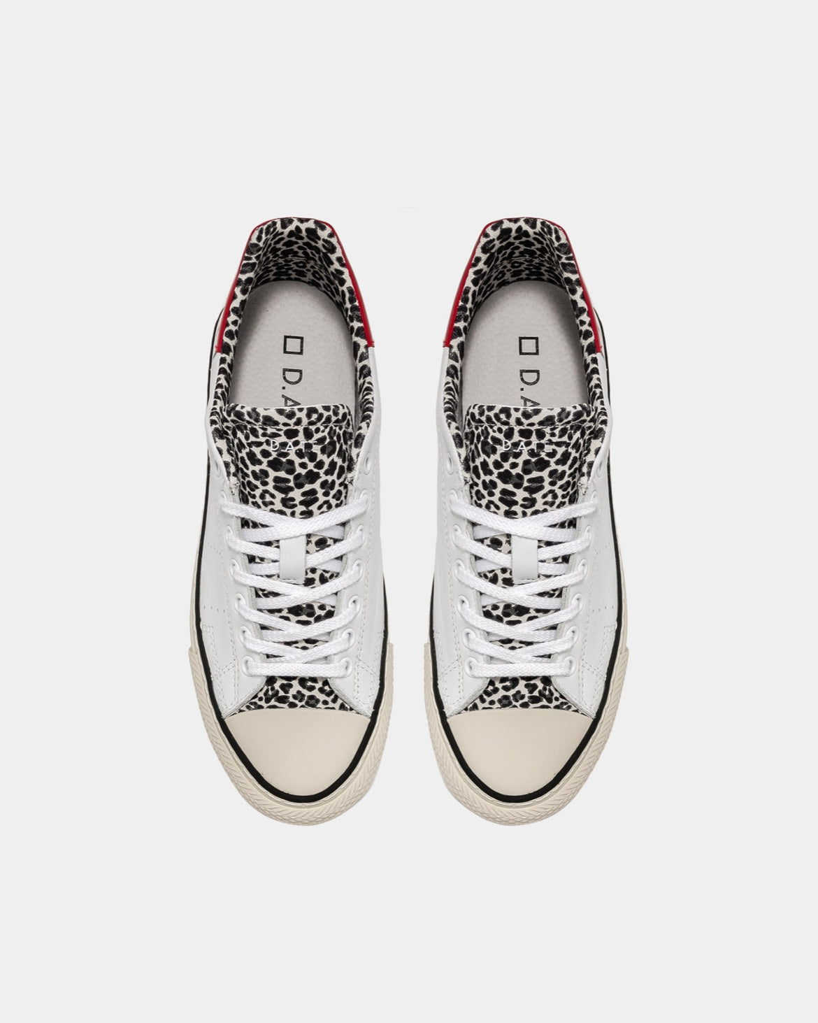 Date Sneakers Donna Hill Low Calf White Leopard - Bianco, 36 : D.A.T.E